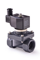 Клапан электромагнитный пластиковый SLP-UPVC-15 DN25 G1" AC220V НЗ из ПВХ (PVC-U)
