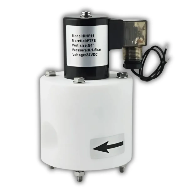 Клапан электромагнитный для агрессивных сред DHF11 DN10 G3/8 AC220V НЗ из PTFE