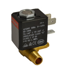 Клапан электромагнитный SMART SM3360 нормально-закрытый PN 10 бар AC220V DN1.5 Нар.р G 1/8"х штуц 6mm 